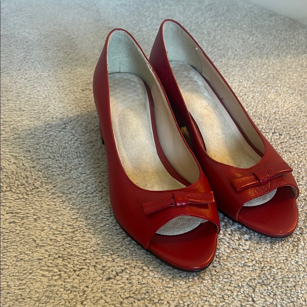 Elegant Red Peep-Toe Heels